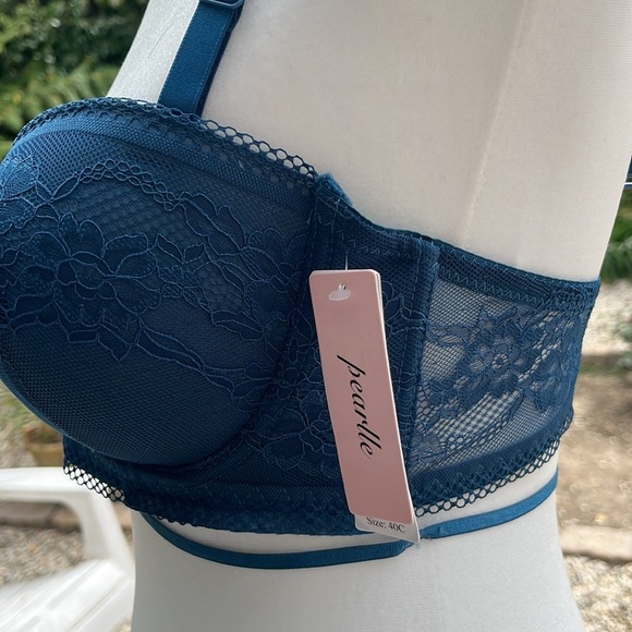 Pearlle Blue Lace Push-Up Bra NEW NWT Size 40C - Picture 7 of 10